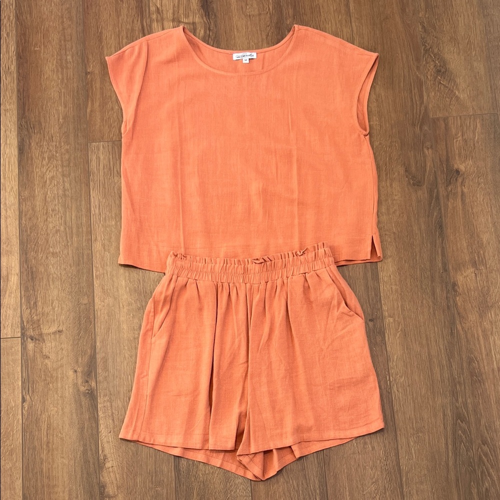 Women's coral Two-Piece Set